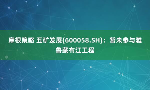 摩根策略 五矿发展(600058.SH)：暂未参与雅鲁藏布江工程