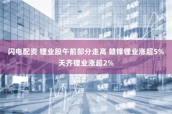 闪电配资 锂业股午前部分走高 赣锋锂业涨超5%天齐锂业涨超2%